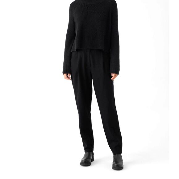 Eileen Fisher $228 Women's Boiled Wool Jersey Carrot Pant Black medium - Picture 7 of 9